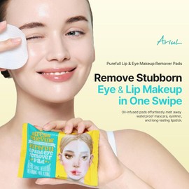 Almohadillas desmaquillantes suaves y rápidas para labios y ojos para maquillaje resistente al agua, almohadillas de doble cara, almohadillas desmaquillantes Purefull para aliviar el estrés, 90