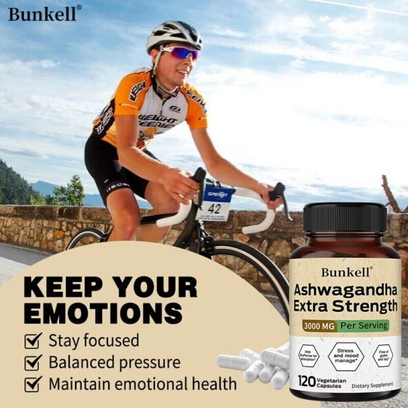 Bunkell Ashwagandha Capsules with BioPerine for Absorption Stress and Mood