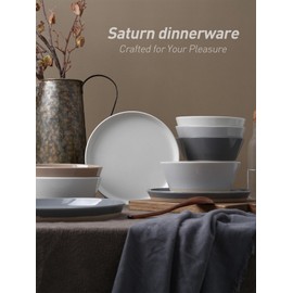 Famiware Saturn Speckled Dinnerware Sets for 8 (24 Pieces), Stoneware Plates and Bowls Dish Set - Chip and Scratch Resistant, Microwave and Dishwasher Safe, Multi-color