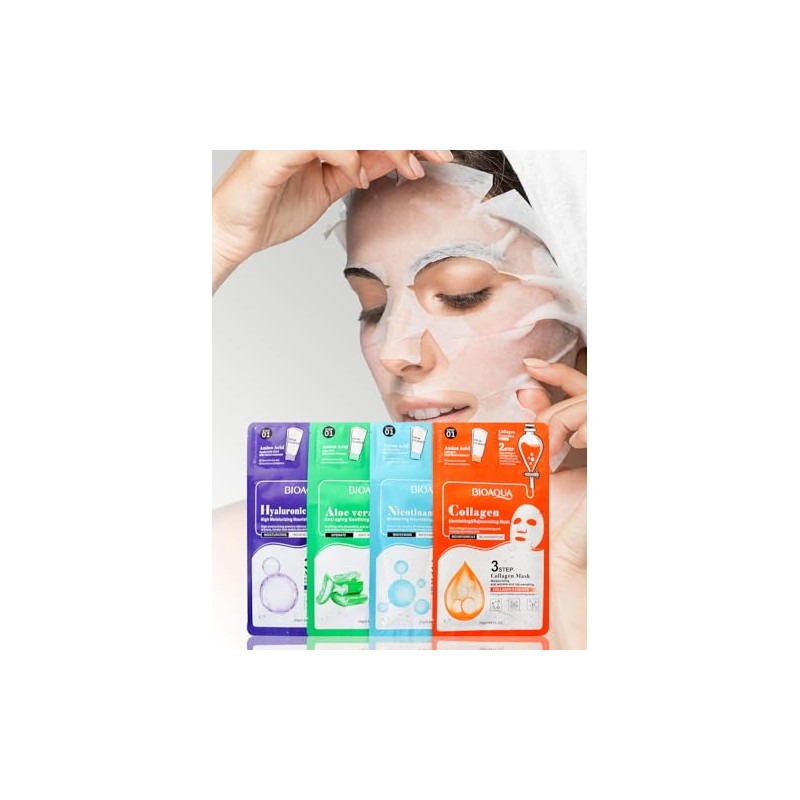SUPER PACK 15 MASCARILLAS FACIALES COREANAS SURTIDAS COLAGENO, PEPTIDOS, ACIDO