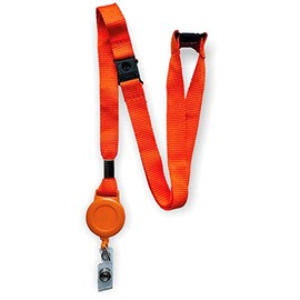 Colourful 15mm Lanyard with Triple (3 Point) Safety Breakaway & Retractable Integrated Badge Reel (Orange, 2 Lanyards)