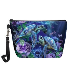 Upetstory Sea Turtle Small Makeup Bag for Purse for Women Cosmetic Bags Roomy Travel Toiletry Pouch Girls Gifts for Outdoor Holiday Hiking Camping