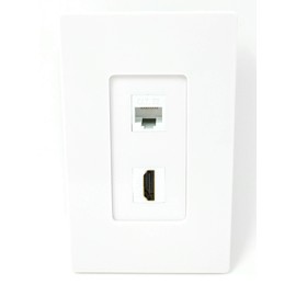 RiteAV - 1 Cat5e Ethernet and 1 HDMI Screwless Decorative Wall Plate - White