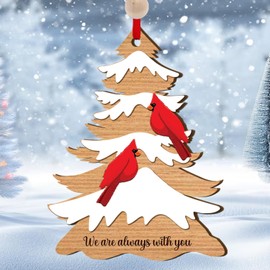 DEARMINE Cardinal Christmas Ornaments 2024, Red Cardinal Ornament, Memorial Gift for Loss of Loved Ones (We are Always with You, Tree)
