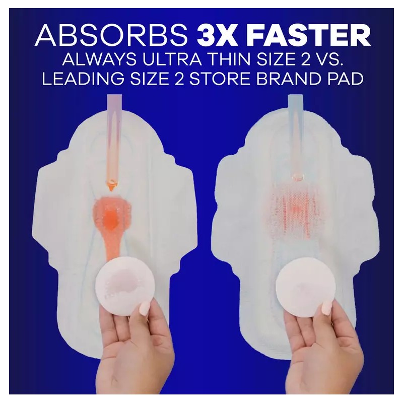 Always Ultra Thin Extra Heavy Overnight Pads with Wings, Size