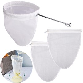WMKGG Ultra Fine Mesh Strainer Bags, Reusable Mesh Filter Bags with Stainless Steel Handle Frame for Filter NutMilk, Coffee, Milk, Butter, Juices and Fresh Cheese (Small Size)