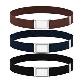 BEIBXHQQ 3 Pieces of Children's Belts, Elastic Waistband, Elastic Waistband, Adjustable Waistband, Sports Belt, Summer Camp Belt, Suitable for Daily, Camping, Mountaineering (Brown, Black, Navy Blue)
