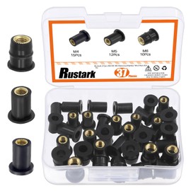 Rustark 37Pcs M4 M5 M6 Rubber Well Nuts Assortment Kit Black Neoprene Well Nuts Expansion Brass Nuts Windshield Fairing Nuts Windscreen Rubber Nut for Fairing Kayak Motorcycle Boat