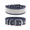 haoyueer Rhinestone Dog Collar, Dazzling Sparkling Soft Suede Reflective Large Dog Collar Crystal Diamond Collar for Medium & Large Dogs (S:12-15", Navy)