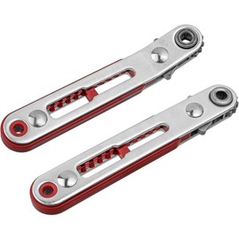 Bestgle 2pcs Mini Ratchet Wrench Set, 1/4" Drive Socket High Torque Offset Reversible Small Ratcheting Offset Screwdriver Tool - Flat Head & Elbow Head