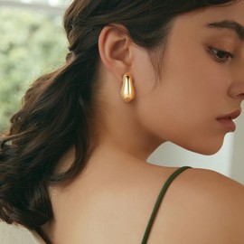 MJartoria Gold Dangle Earrings for Women, Retro Statement Earrings Fashion Trendy Big Geometric Earrings, Gold Chunky Earring Jewelry Birthday Party Gifts (Gold)