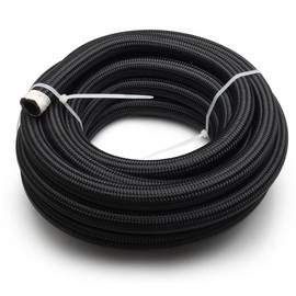 YIUIY 12AN 3/4" 10FT Fuel Line Hose, CPE Braided Nylon Stainless Steel for Fuel Diesel Oil Coolant Fluid, Transmission Oil Cooler Line Coolant Hose - Black