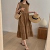 Kangkang Ruffle Sleeveless Plus Size Maternity Dress Dress Mocha Brown 2ea