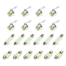 Neferta Pack-20 Car Interior LED Light Combination Set, T10 31 mm 42 mm Reading Light License Plate Light, Wide Angle Super Bright Lighting Long Life Plug and Play Bulb, Universal for Cars (White)