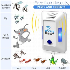 Ultrasonic Pest Repeller Plug in - Electronic Insect Control Defender 2-Pack - Roach Bed Bug Mouse Rodent Mosquito - Indoor Reject Repellent - Squirrel Scorpion Silverfish Ultrasound Ant Rat Wasp