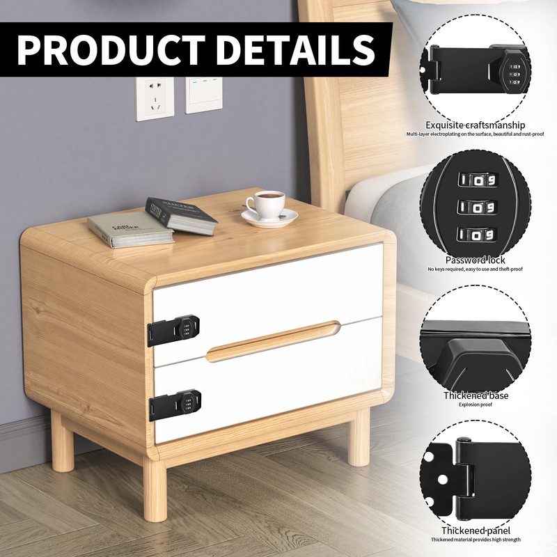 Pack of 2 Security Hasp, Lockable Cabinet Lock with Code,
