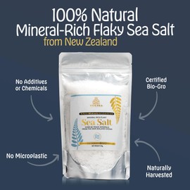 TURNER Mineral-Rich Flaky Sea Salt, Made in New Zealand, Kosher Flakes, 420 Gramm, Premium Gourmet, Unprocessed, 84 Minerals & Trace Elements, 100% All-Natural, Solar & Wind Harvested, Lab Certified