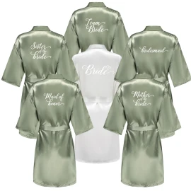 Satin Kimono Robe Women – Silk Bathrobe Bridal, Lounge Robe Ladies
