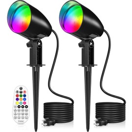 SOROP 20W RGBW Color Changing Outdoor Spotlight with Remote Control 1880LM IP66 Waterproof LED Spot Lights for Christmas Halloween Decorative Yard Garden Pathway 120V US Plug 2 Pack