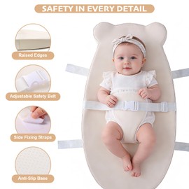 Baby Changing Pad, Soft Diaper Changing Mat with Waterproof & Wipeable PU Cover, Contoured Diaper Changing Pad with Non-Slip Safety Belt for Dresser,Table,Bed, Portable and Lightweight, Beige