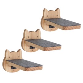 ESPETS Natural Solid Wood Cat Wall Floating Steps Set of 3 - Wall Mounted Wooden Cat Climbing Shelves and Perches, Kittty Stairs Ladder - Easy Install, Holds up 30lbs