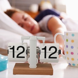 banapoy Flip Desk Clock, 12H AM PM Metal Mechanical Style Auto Digital Page Turning Clock, Vintage Retro Office Flip Down Clock Home Decor, Flipping Clock, Cool Tech Gift for Men