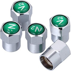 Onwon 5 Pieces Chrome Plated Brass Tire Valve Stem Caps N2 Nitrogen Sign Logo Dustproof Valve Covers for Auto Cars Tire Valve