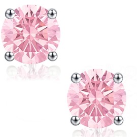 LAVUMO Sterling Silver Stud Earrings, Zircon Crystal, 14K Gold/White Gold Plated, Hypoallergenic (10, 6.5)