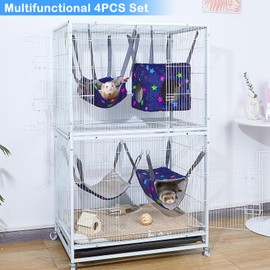 Glittme Ferret Hammock 4 Pack Accessories Washable Rat Hammock on Cage Soft for Ferrets, Rat, Sugar Glider, Squirrel, Guinea Pig