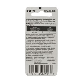 Bussmann BP/ATM-10ID easyID Illuminating Blade Fuse, (Pack of 2)