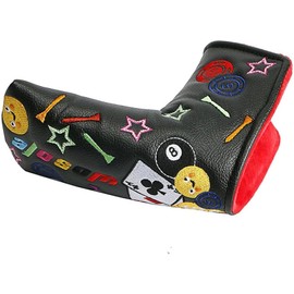 Golf Headcover Putter Cover Pin Mallet Fit Scotty Cameron Spider Putter Odyssey Magnetic Closure Playing Cards Embroidery (Pin, Black)