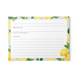 50 Dashleigh Modern Lemon and Blue Recipe Cards, Double Sided