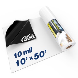 Crawl Space Vapor Barrier, 10 Mil Vapor Barrier, 10' x 50', Drop Cloth Moisture Barrier Covering for Crawlspace Encapsulation, Thick Plastic Sheeting, Polyethylene Film, Black and White Panda Film