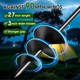 Payivsve 27" Ground Anchors Heavy Duty, Mobile Home Anchors Trampoline Stakes Earth Anchor Resistant High Wind for Trampolines, Camping, Sheds, Canopies, Carports, Sheds, Swing Sets(4x27)