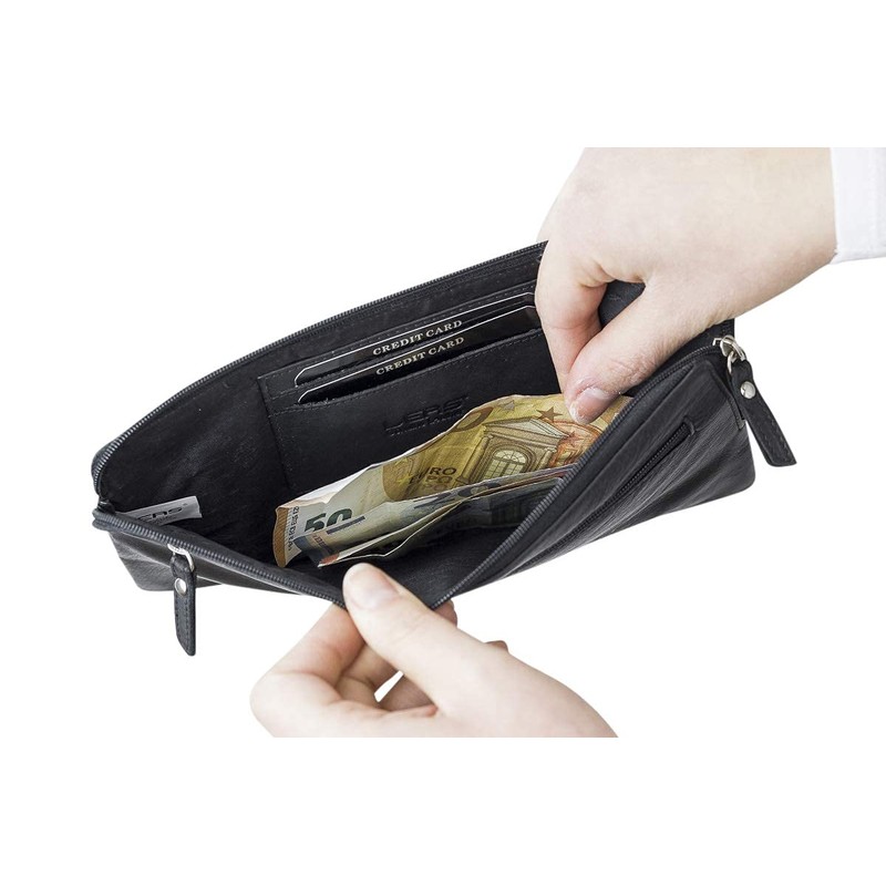 LEAS Banktasche, Geldtasche, Echt-Leder, schwarz Special-Edition
