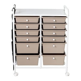 CIBERS Metal Rolling Storage Cart with Side Pockets ，12-Drawer