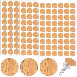 Pndeyo 162pcs Self-Adhesive Screw Cover Stickers, PVC Non-Faded Screw Hole Cover Caps, 21mm Dustproof Sticky Decals for Various Wooden Furniture Cabinet- Wood Color