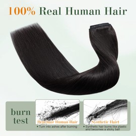 Benehair One Piece Clip in Hair Extensions Real Human Hair 14 Inch One Piece Straight Full Head Hairpieces for Women with 5 Clips Human Hair Extensions Clip on Hair Extensions Natural Black #01B 40g