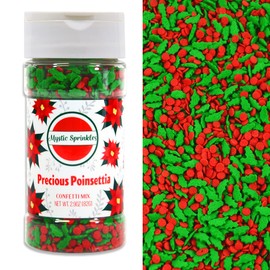 Mystic Sprinkles Christmas Holiday Confetti Sprinkle Mixes (Precious Poinsettia 2.9oz)
