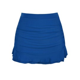 Hilor Women's Skirted Bikini Bottom High Waisted Shirred Swim Bottom Ruffle Swim Skirt Blue 14(fits 10)