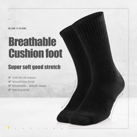 Sox Town Men's Moisture Wicking Breathable Performance Combed Cotton Cushion Crew Socks(Black M)