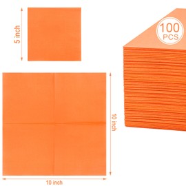 FLOWERCAT 100-Count 2-Ply Orange Napkins -Orange Cocktail Napkins Disposable Premium Quality - 5" x 5" Fall Paper Napkins for New Year Party,Fall,Bar,Weddings