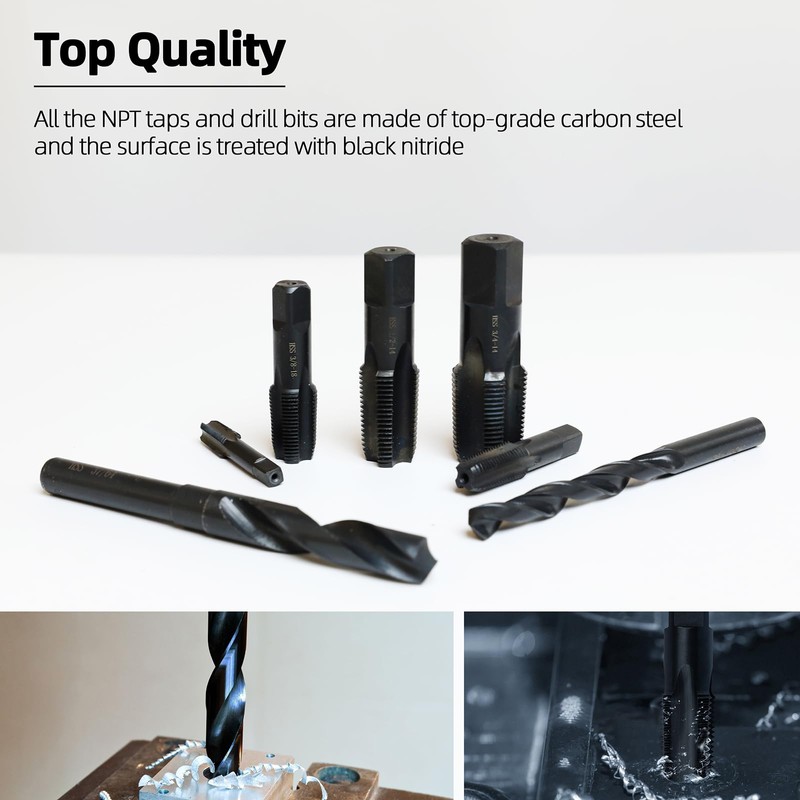 RURITKIT 3/8-18 NPT Pipe Tap and 37/64" Drill Set, Carbon