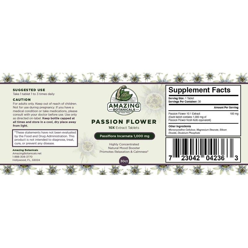 Passionflower Tablets High Potency 10X Extract Tablets 1000 MG |