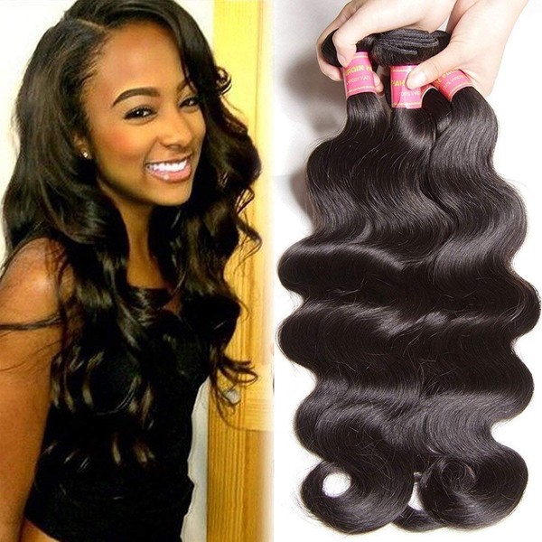 B&F Hair Brazilian Body Wave Hair 3 Bundles 16 18 20inch 100% Unprocessed Virgin Human Hair Weft Extensions Natural Color(100+/-5g)/pc