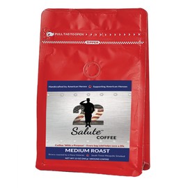 22 Salute Texas Mesquite Smoked Ground Coffee Medium Roast, Speciality Single Origin Arabica Coffee, 12oz Bag