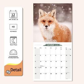 2026 Wall Calendar Fox Planner Calendar, Hangable Monthly Wall Calendar with Large Blocks for Organizing & Planning, Academic Schedule, Home, Office & Family, Thick & Sturdy Paper (12"x24" Open)