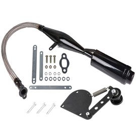 Supermotorparts Flexible Exhaust Muffler Pipe Silencer Chain Tensioner Adjuster Kit For 49cc 60cc 66cc 80cc 100cc 2 Stroke Engine Motorized Bicycle Bike Gas Motor Parts （Black）