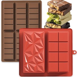 Dubai Chocolate Bar Molds,1 Inch Deep Large and Thick Silicone Chocolate Bar Molds 2PCS Big Chocolate Candy Bar Mold for Filling Pistachio Chocolate Bar