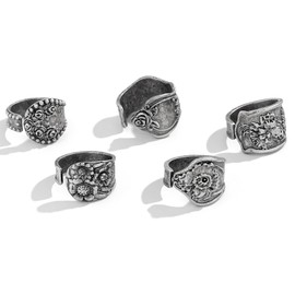 Navirix Chunky Gold Stacked Knuckle Open Rings Set for Women, Boho Vintage Y2k Silver Flowers Carved Finger Statement Rings Bohemian Stackable Jewelry (Silver)